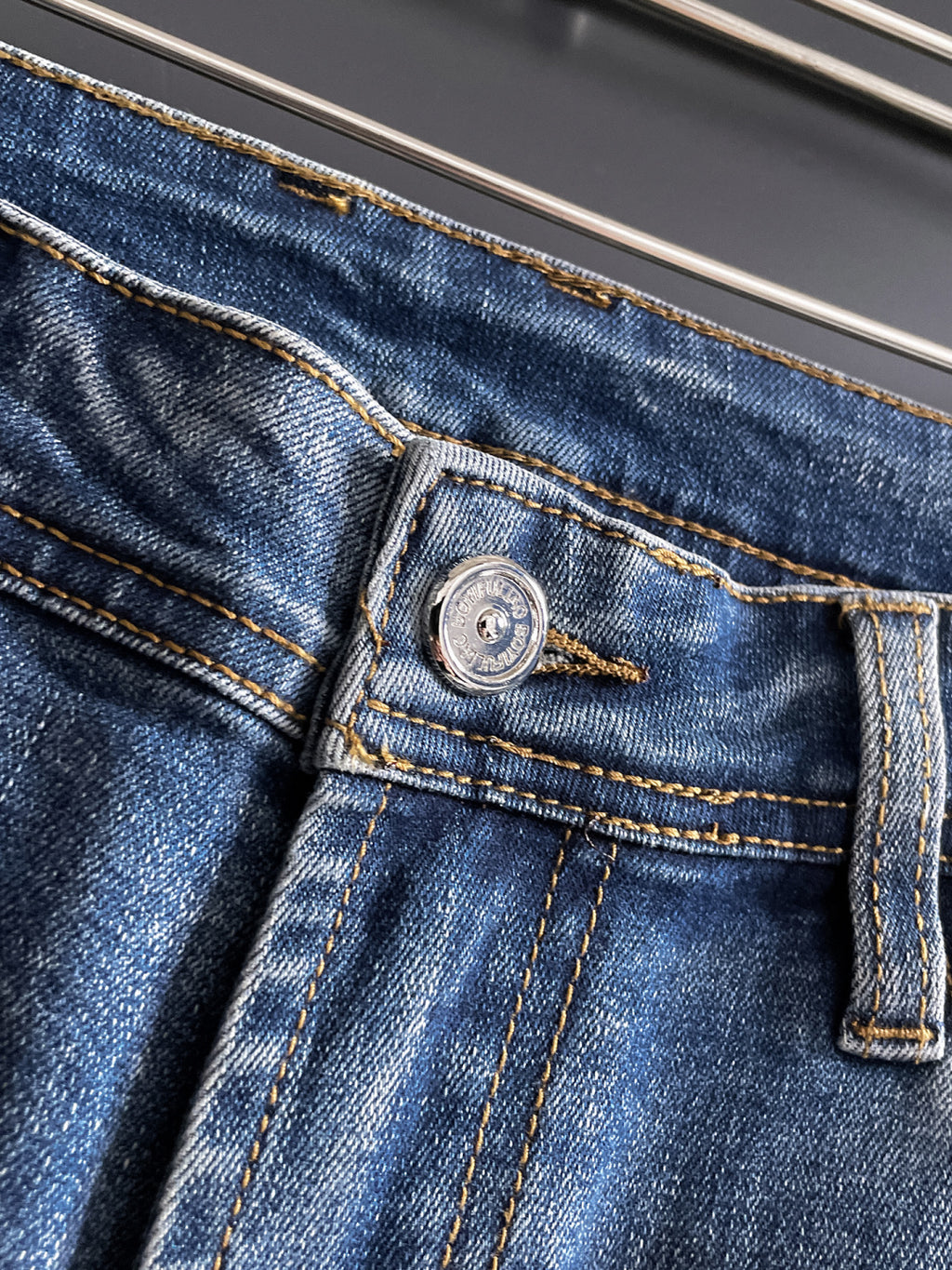 Fend Denim Jeans with Vintage Wash and Embroidered Details