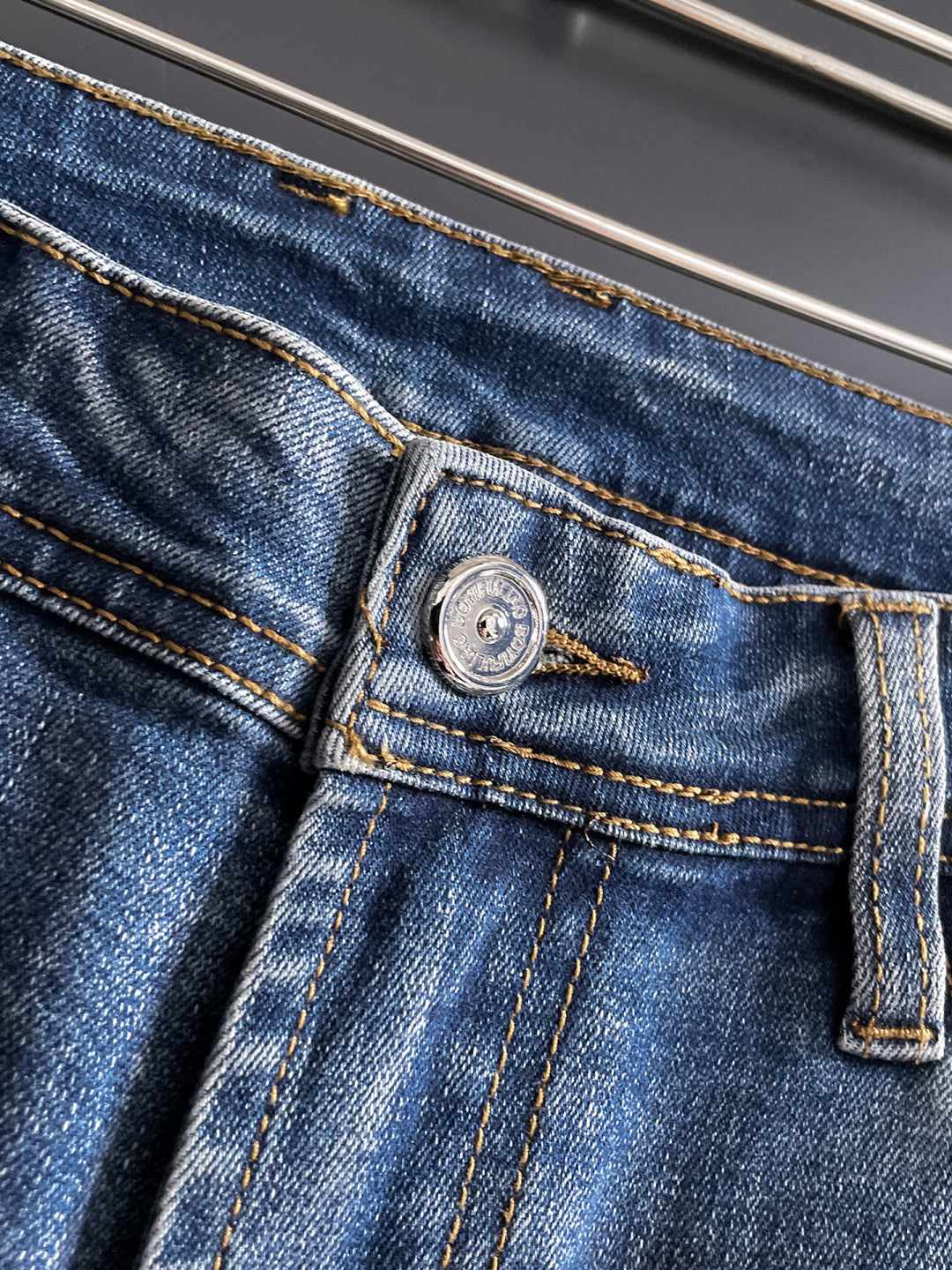 Fend Denim Jeans with Vintage Wash and Embroidered Details