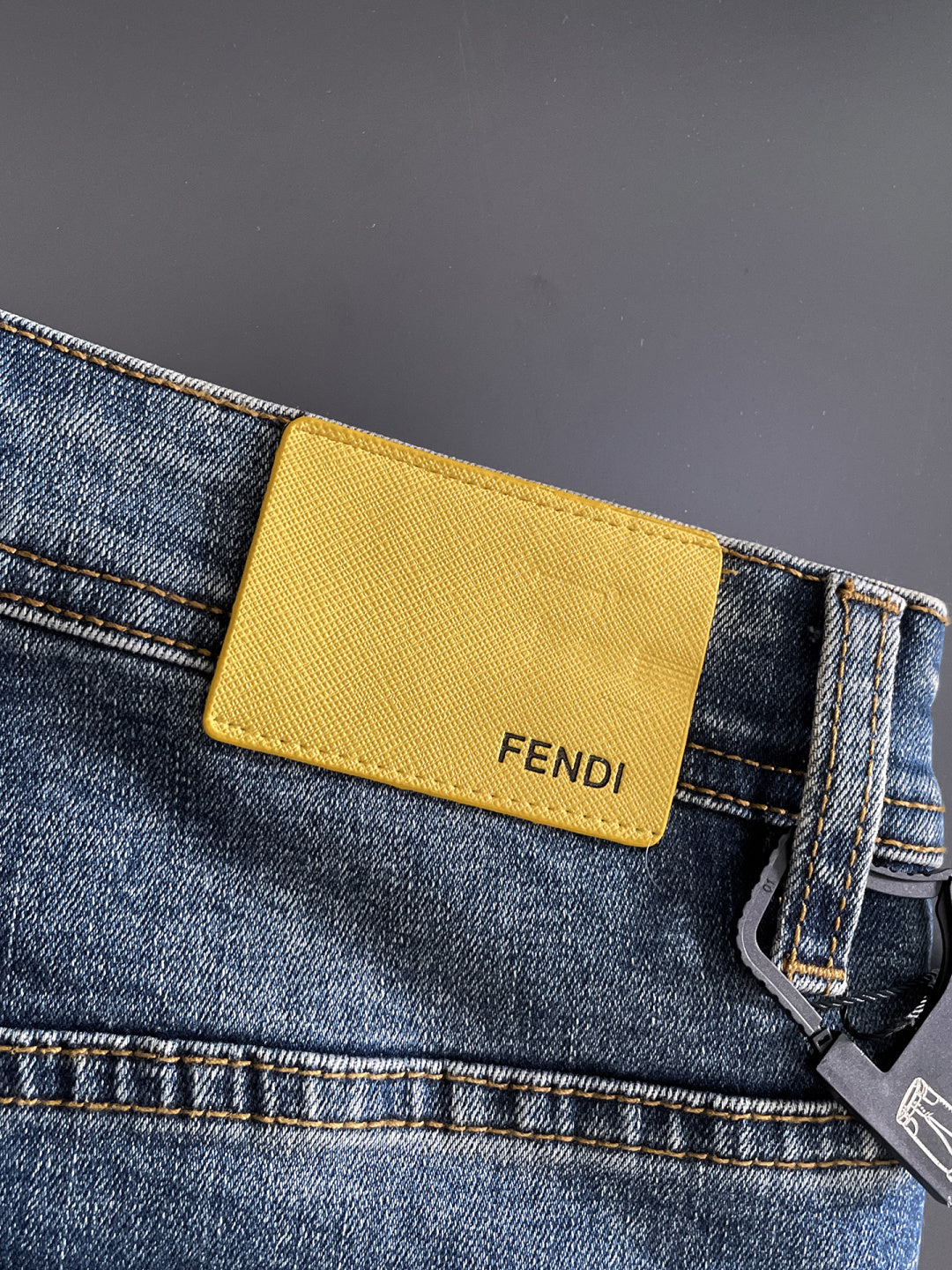 Fend Denim Jeans with Vintage Wash and Embroidered Details