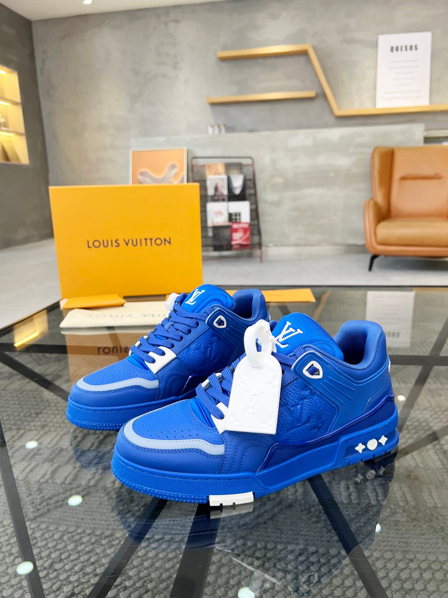 Vibrant Blue Luxury Sneakers with High-End Detailing