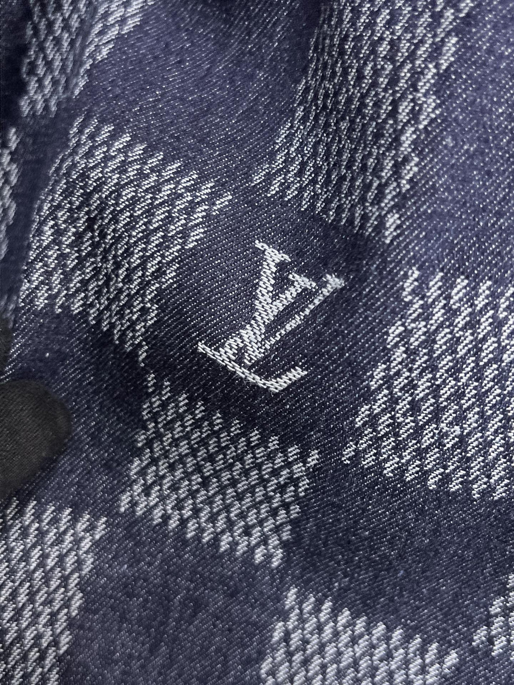 Blue Checkered Denim Shorts