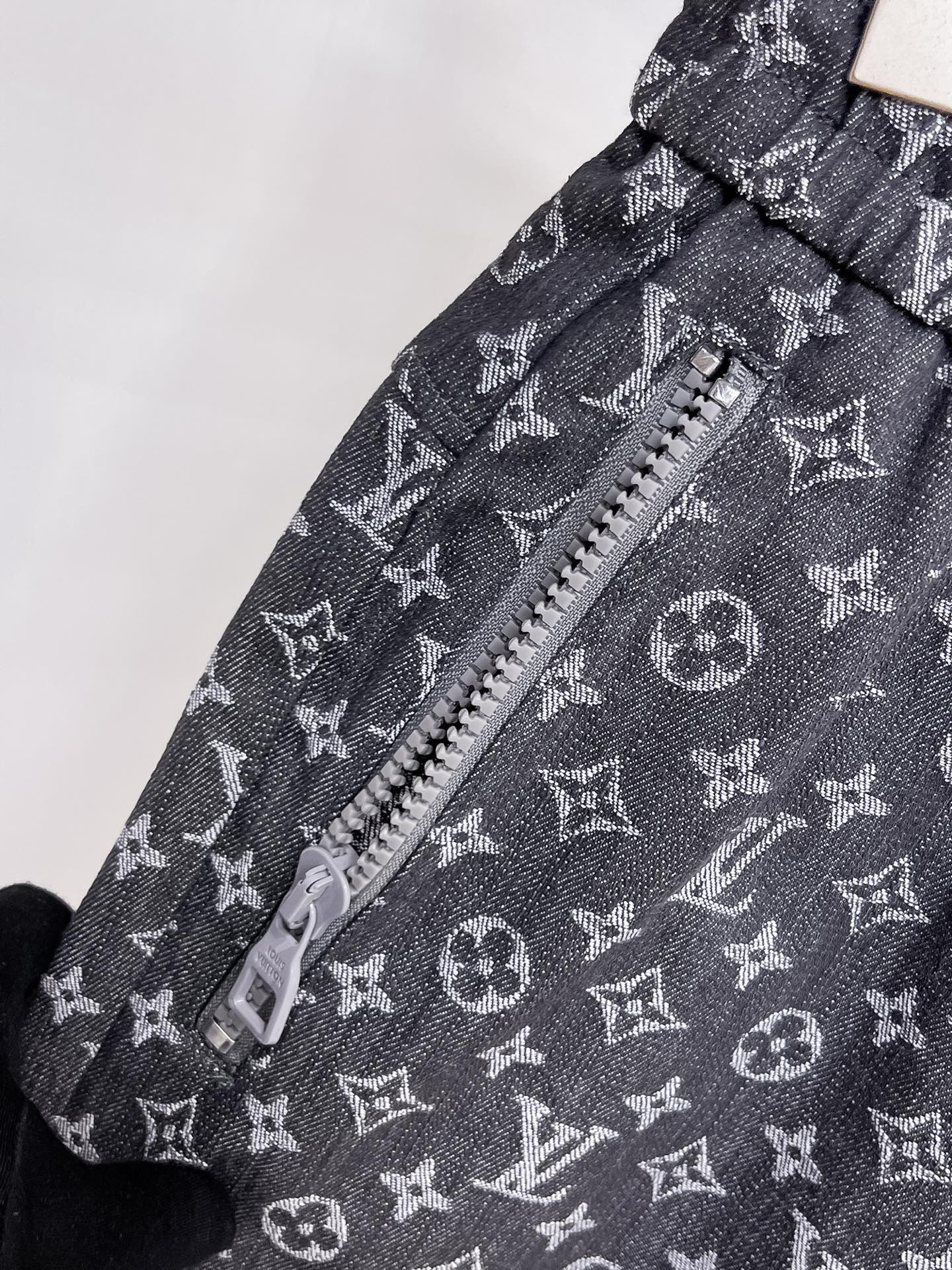 Grey Monogram Zip-Pocket Shorts