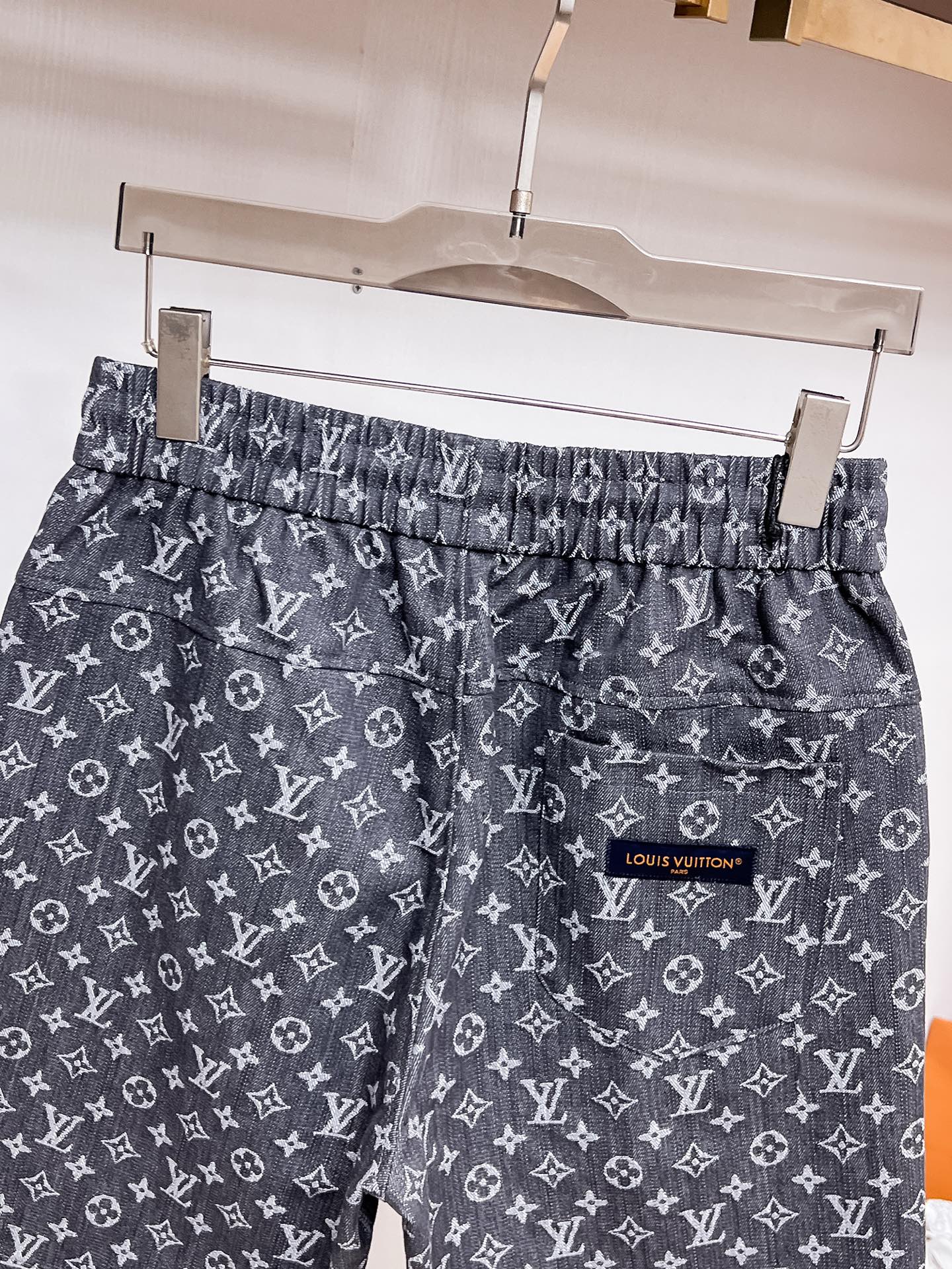 Grey Monogram Zip-Pocket Shorts