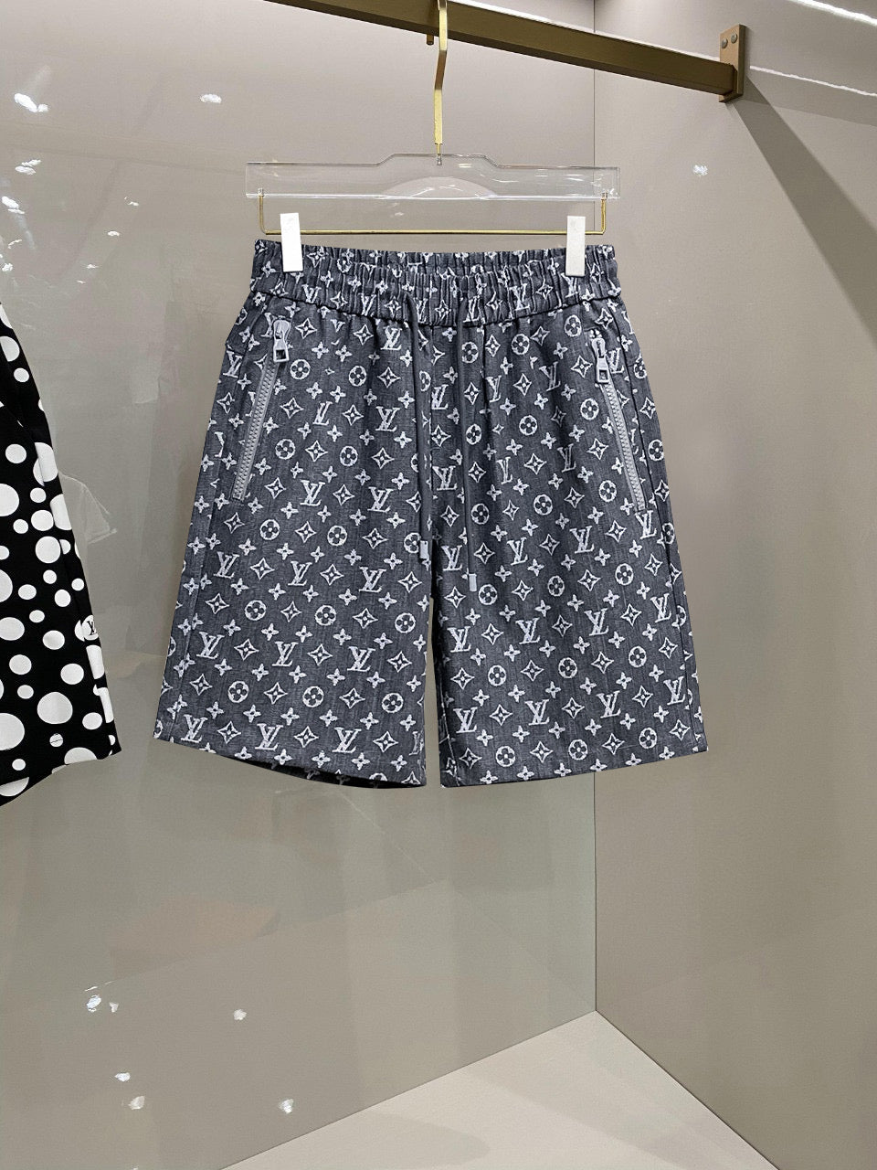 Grey Monogram Zip-Pocket Shorts
