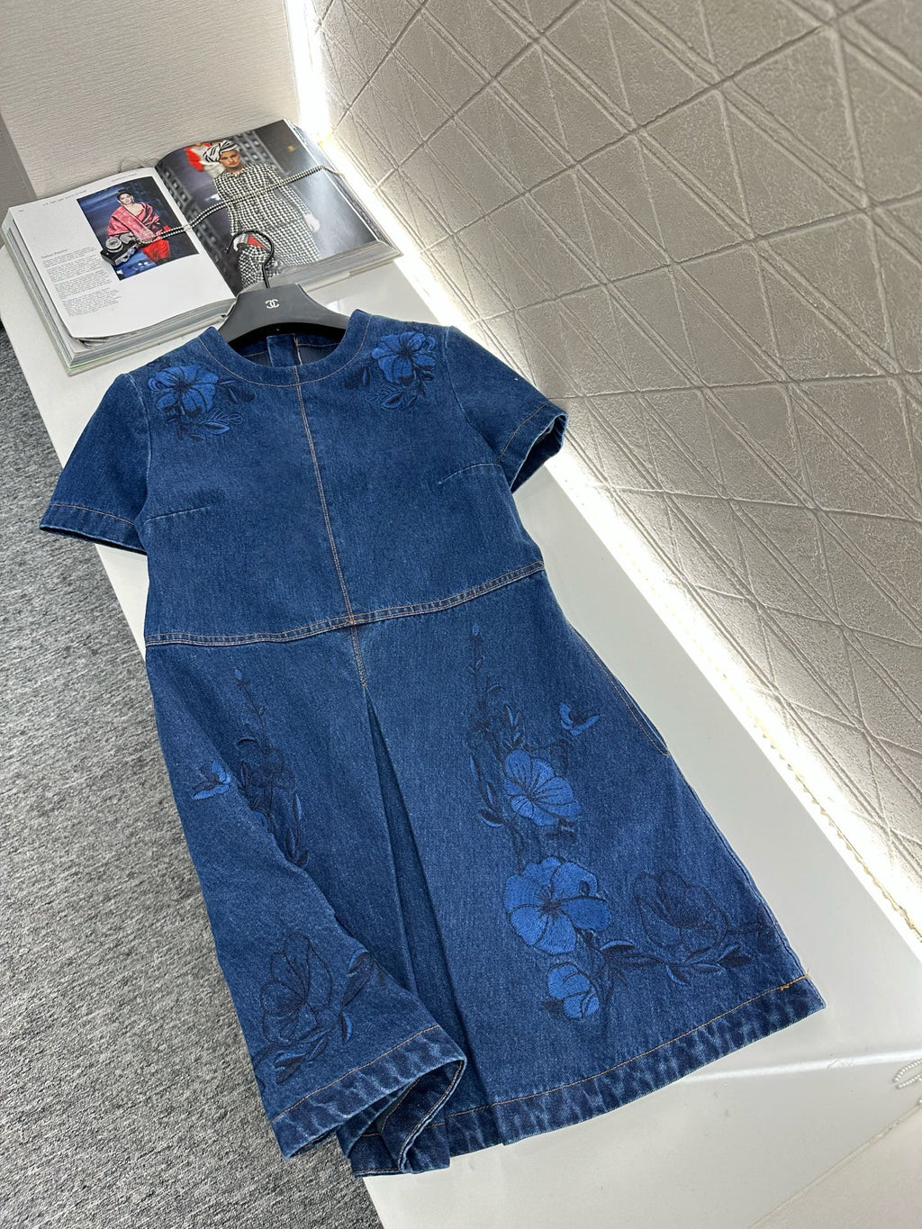 Chann Floral Embroidered Denim Mini Dress