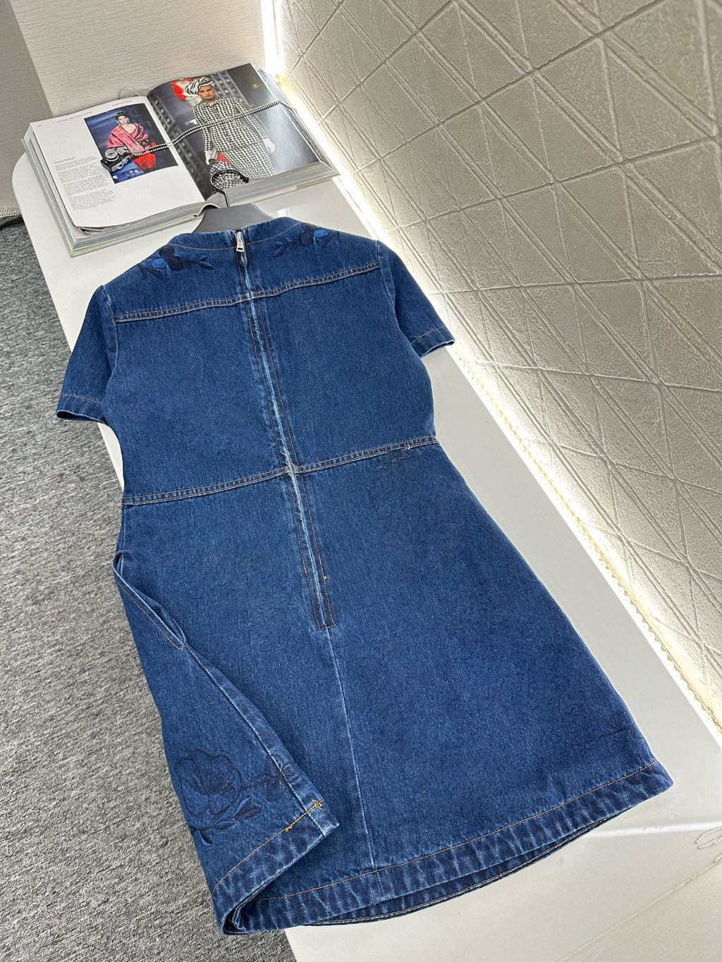 Chann Floral Embroidered Denim Mini Dress