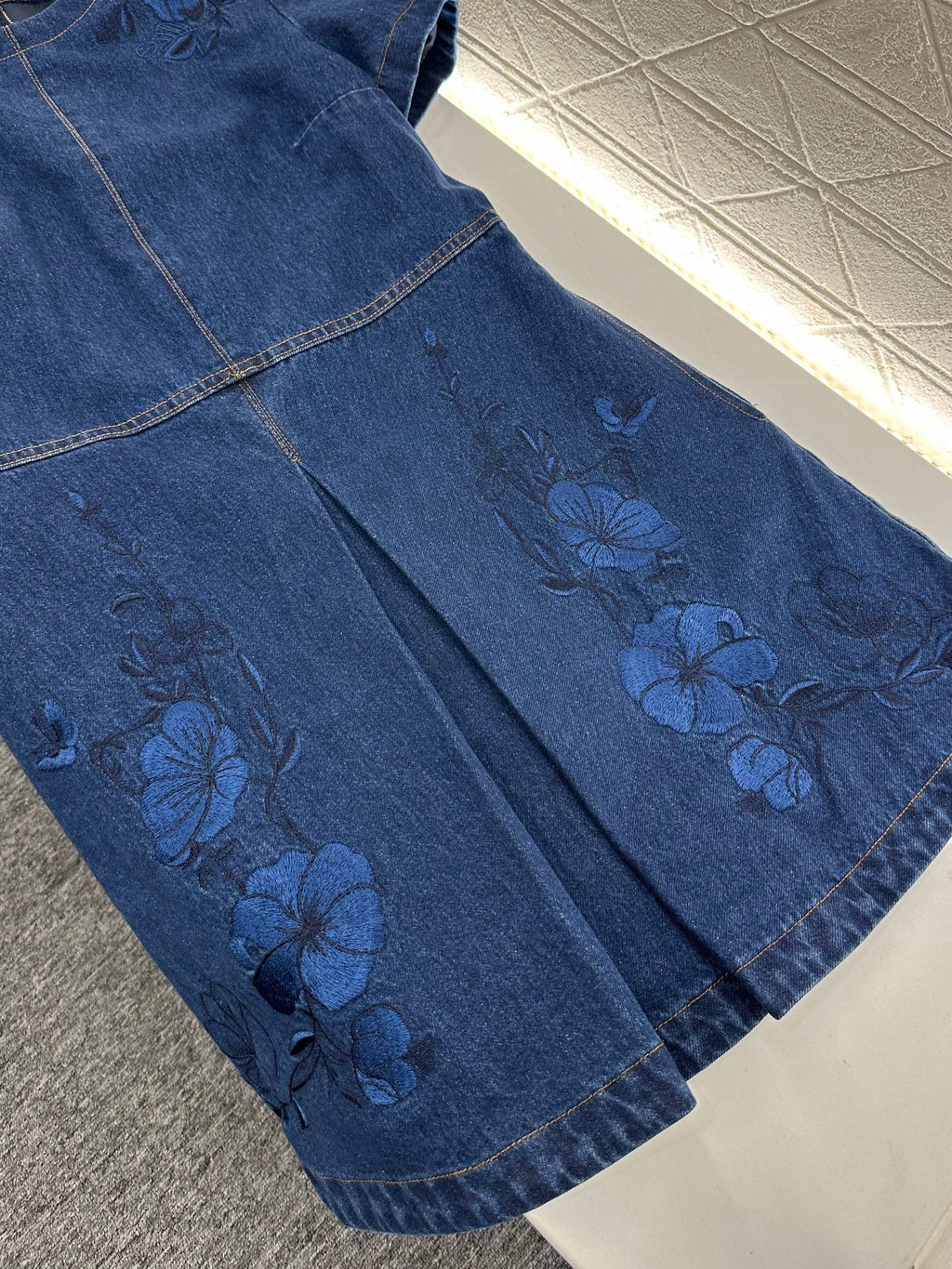 Chann Floral Embroidered Denim Mini Dress